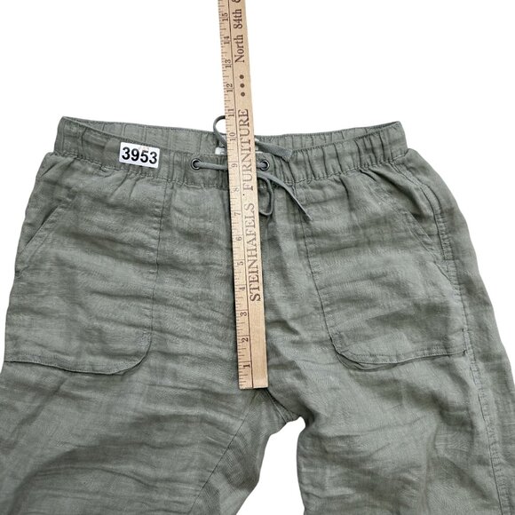 C&C California Women's Jogger Pants Sz S Green Linen Drawstring Pockets Summer - Picture 5 of 8